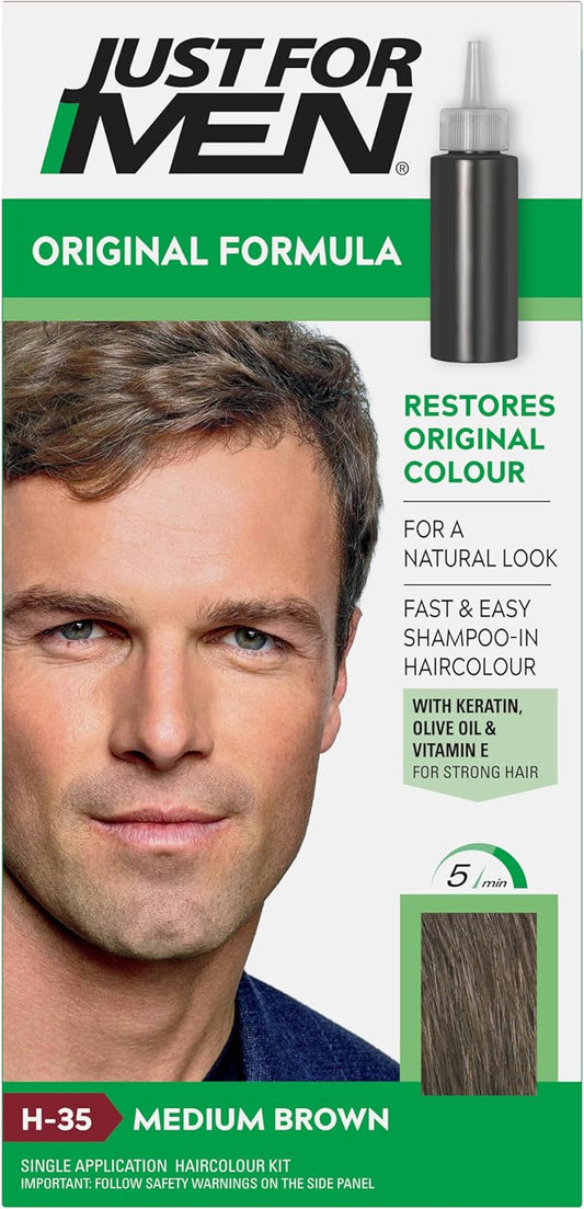 Just for men Original Formula Medium Brown Hair Dye, Restores Original Colour for a Natural Look � H35
