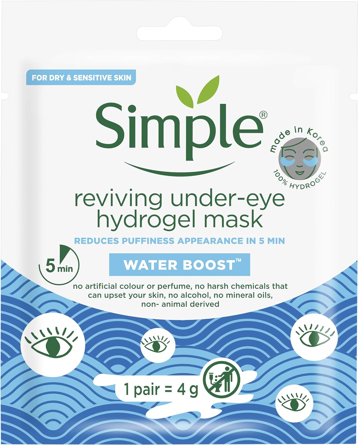 Simple Water Boost Reviving Hydrogel Under Eye Mask 1 pair