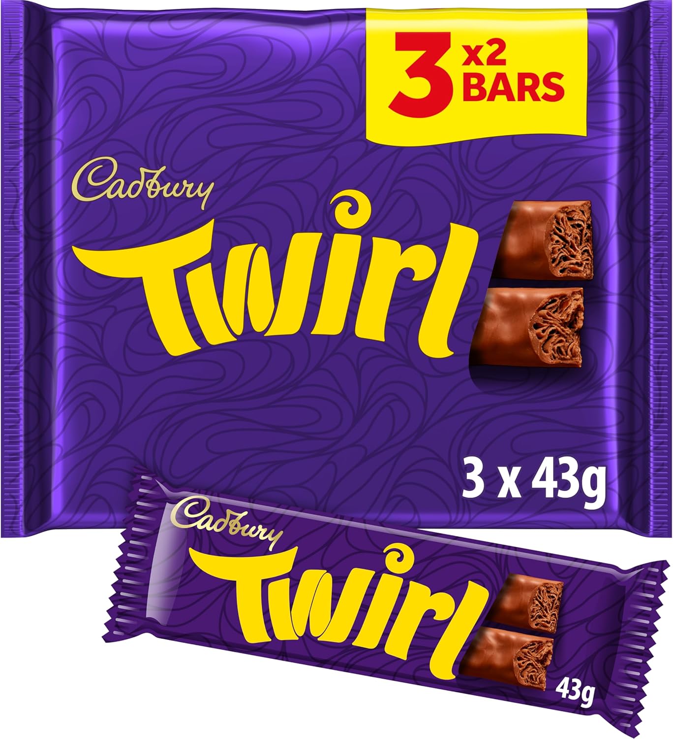 Cadbury Twirl Chocolate Bar 129 Grams 3 x 43g