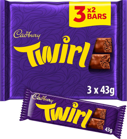 Cadbury Twirl Chocolate Bar 129 Grams 3 x 43g