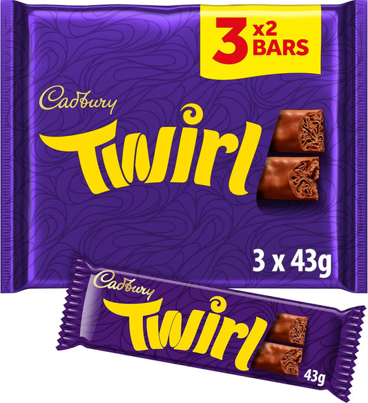 Cadbury Twirl Chocolate Bar 129 Grams 3 x 43g