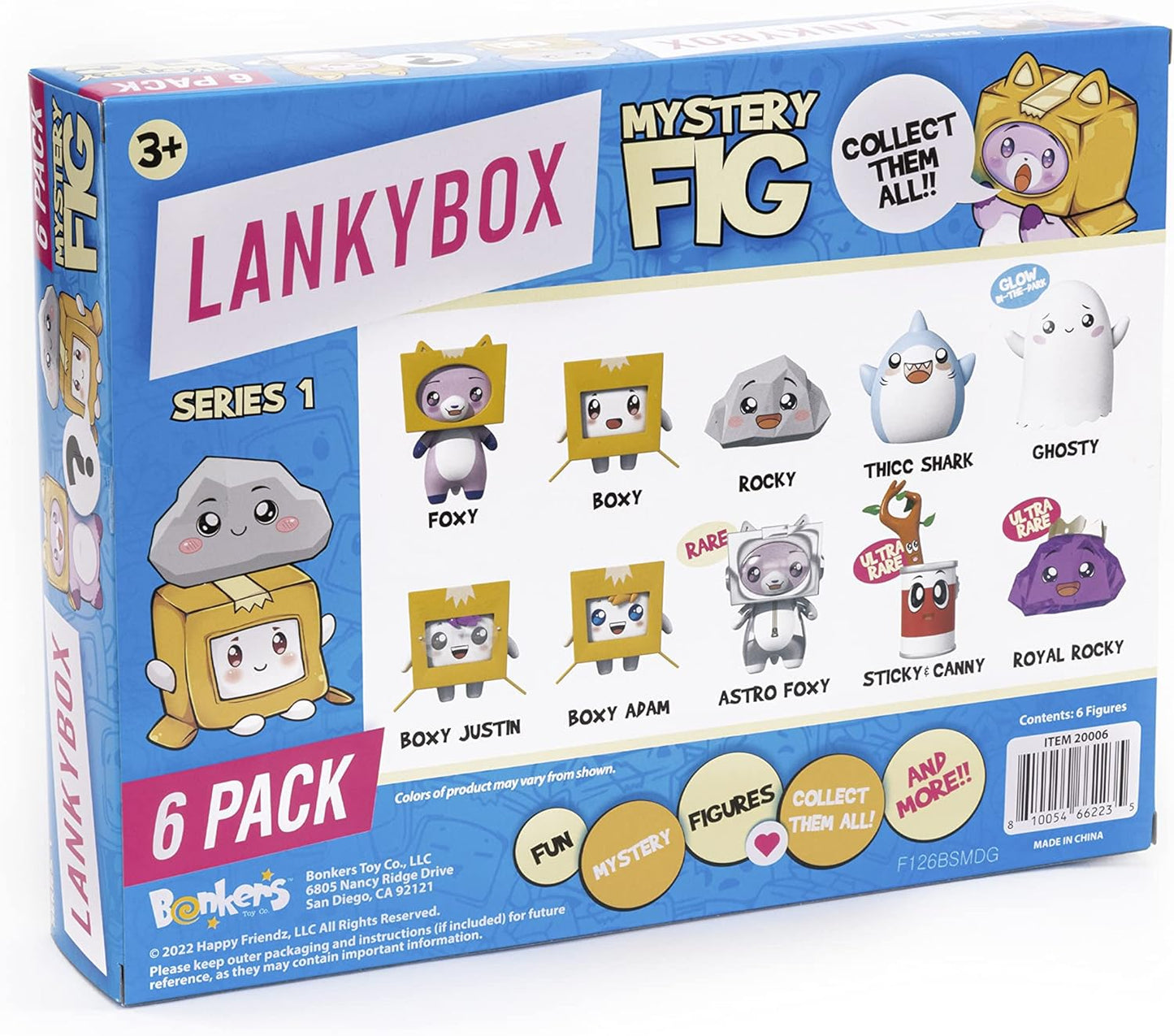 LankyBox Mystery Figure - 6 Pack. The Biggest Fans, 6 Of 10 Possible Figures Including Foxy, Rocky, And Ultra-Rare Canny