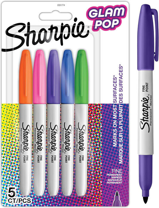 Sharpie Glam Pop Permanent Markers 5PK