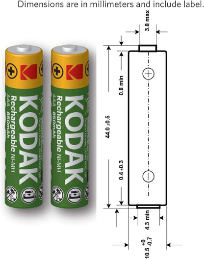 Kodak Ni-MH AAA 300 mAh Rechargeable Batteries