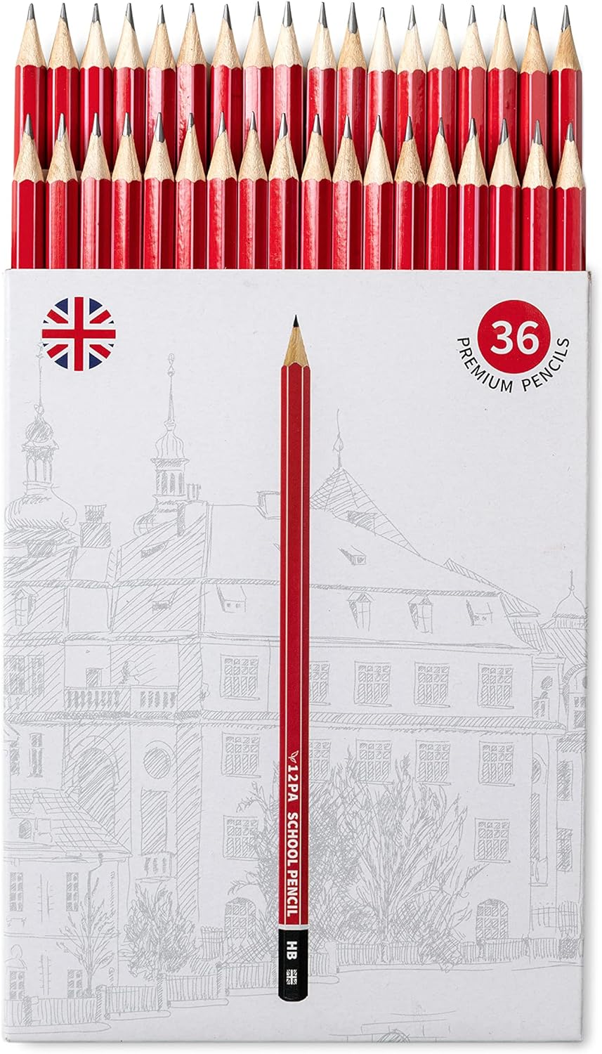 12PA 36 HB Pencils for Children | Pencils for School | Kids Writing Pencils | Hexagonal | Wood Cased | Everyday Office use (Black Lead, 36)
