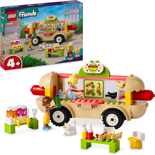 LEGO Friends Hot Dog Food Truck Toy for 4 Plus Year Old Girls, Boys & Kids, Vehicle Set with Mini-Doll Characters, Cat Figure and Kitchen Accessories, Pretend Restaurant Play, Birthday Gift 42633