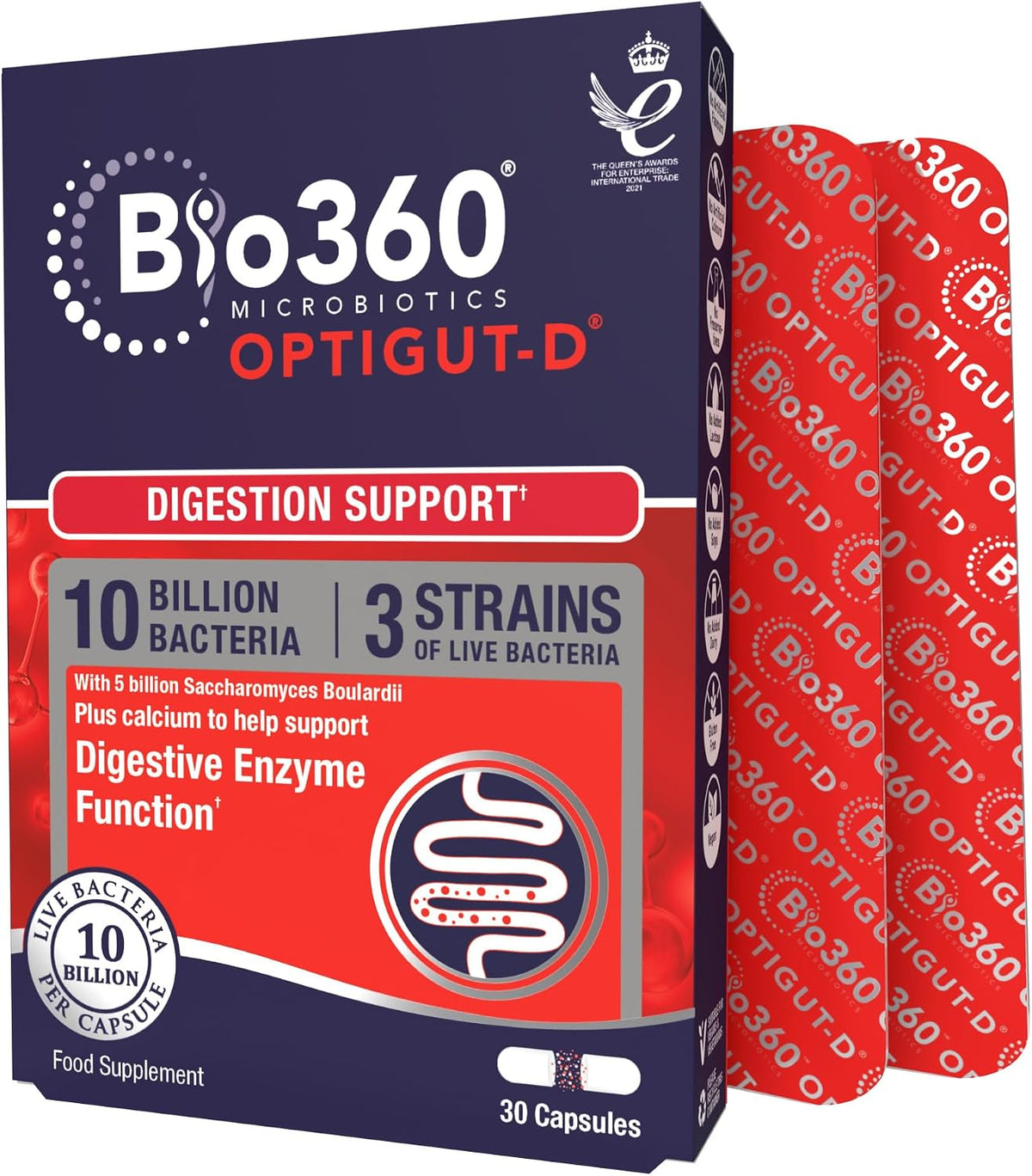 Natures Aid Bio360 OptiGUT-D 10 Billion CFU Supplement – 30 Capsules