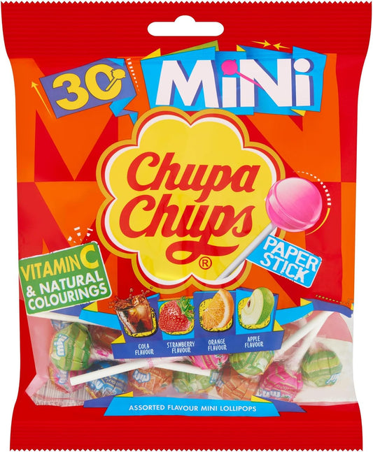 Chupa Chups Paper Stick 30 Assorted Flavour Mini Lollipops 180g
