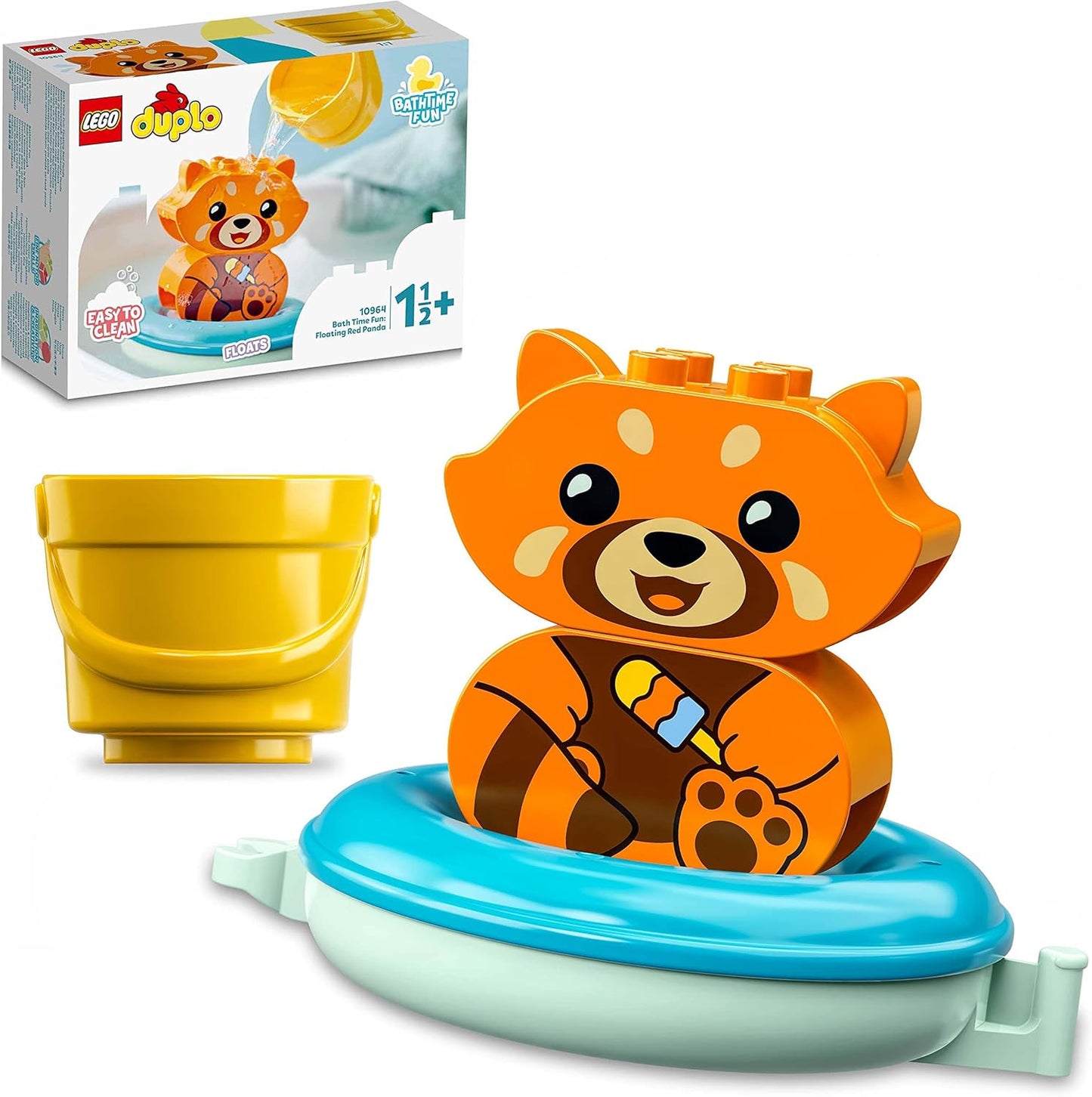 LEGO 10964 DUPLO Bath Time Fun: Floating Red Panda Bath Toy for Babies and Toddlers Aged 1.5 plus Years Old, Baby Bathtub Water Toys, Easy to Clean