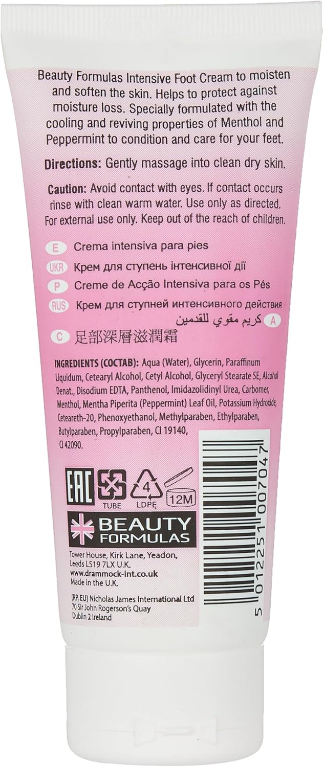 Beauty Formulas Softening Intensive Foot Cream Menthol & Peppermint 100ml