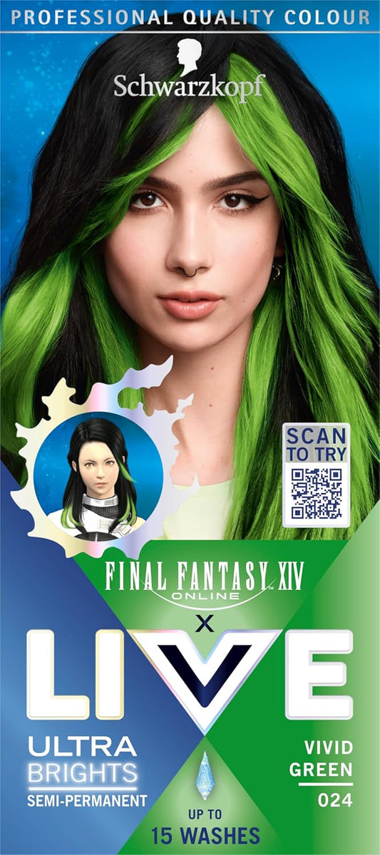 Schwarzkopf LIVE Ultra Bright Vivid Green 024 Shade SEMIPermanent Hair Dye