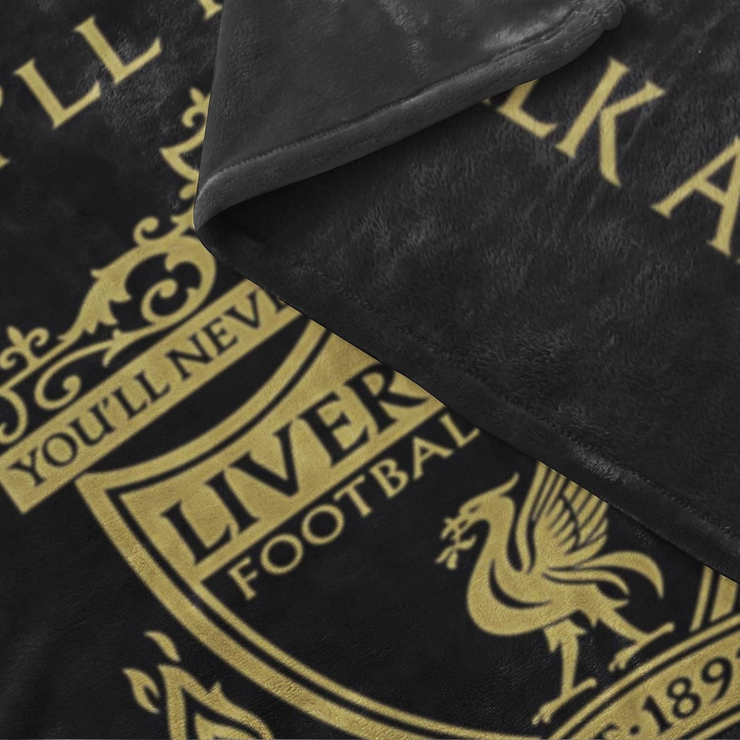 Liverpool FC Crest Fleece Blanket BLK/GOLD
