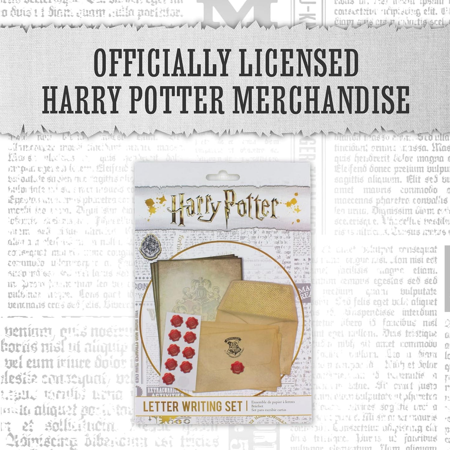 Hogwarts Acceptance Letter Writing Stationery Set - Officially Licensed Harry Potter Merchandise and Desk Accessories, 10 Envelopes, 20 Sheets of Paper, and 10 Wax Seal Stickers in Kit | Paladone