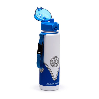 Volkswagen VW T1 Camper Bus Blue Pop Top 600ml Shatterproof Bottle