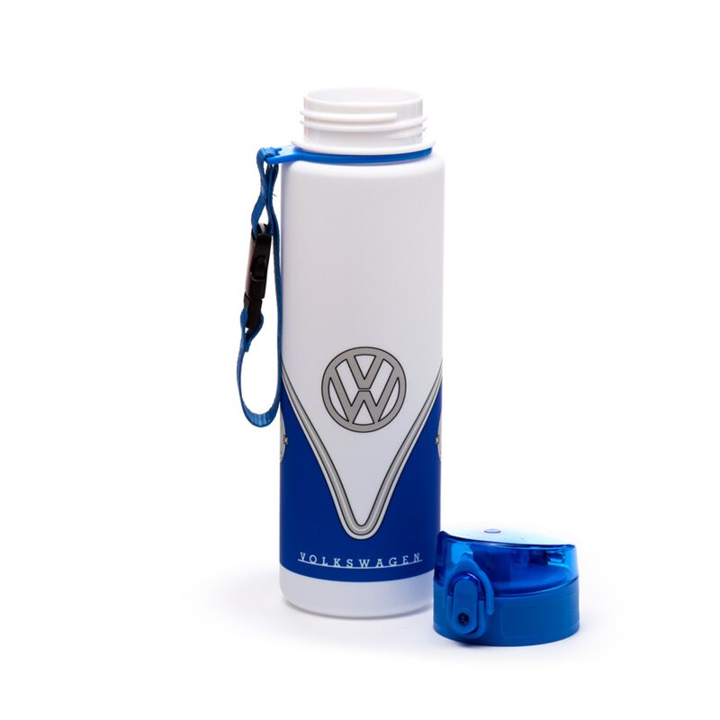 Volkswagen VW T1 Camper Bus Blue Pop Top 600ml Shatterproof Bottle