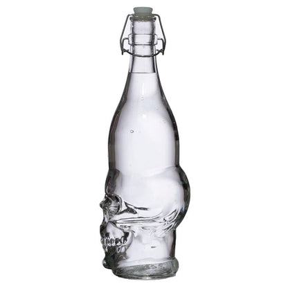 Skulls & Roses 1L Clear Glass Skull Shaped Water Bottle