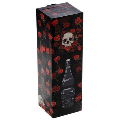 Skulls & Roses 1L Clear Glass Skull Shaped Water Bottle