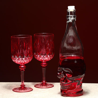 Skulls & Roses 1L Clear Glass Skull Shaped Water Bottle