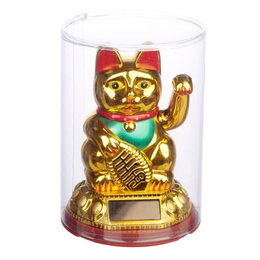 Maneki Neko Golden Lucky Waving Cat Solar Pal