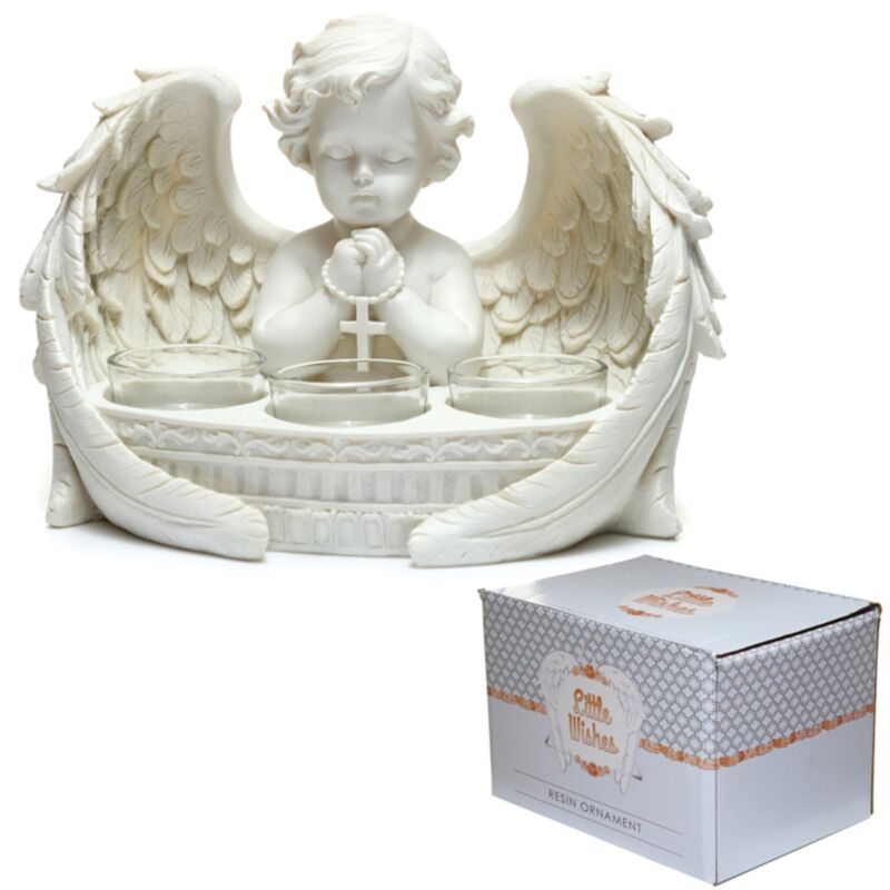 White Cherub 3 Tea Light Candle Holder