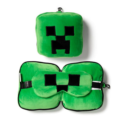 Relaxeazzz Minecraft Creeper Travel Pillow & Eye Mask
