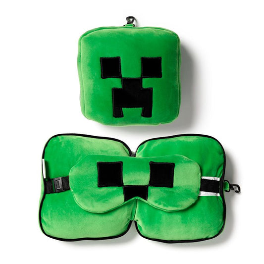 Relaxeazzz Minecraft Creeper Travel Pillow & Eye Mask