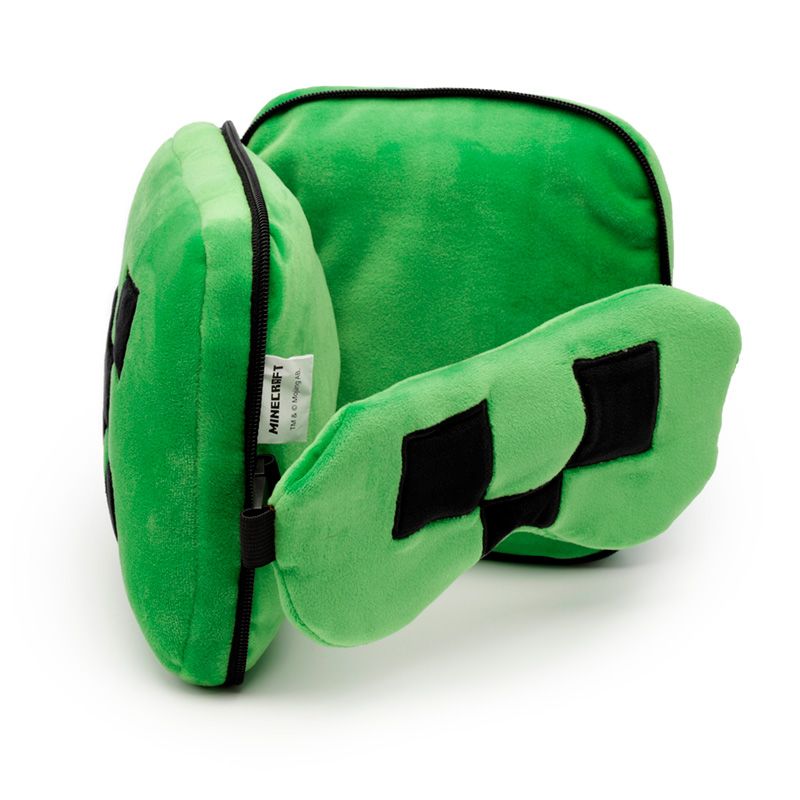 Relaxeazzz Minecraft Creeper Travel Pillow & Eye Mask