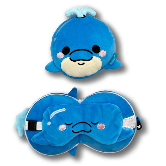 Relaxeazzz Adoramals Blu the Dolphin Plush Travel Pillow & Eye Mask