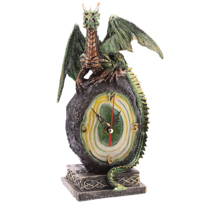 Dragon on Geode Crystal Gothic Mantle Clock