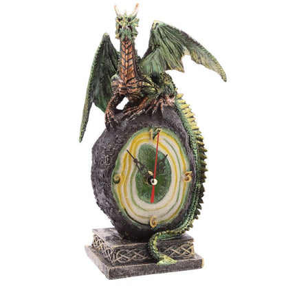 Dragon on Geode Crystal Gothic Mantle Clock