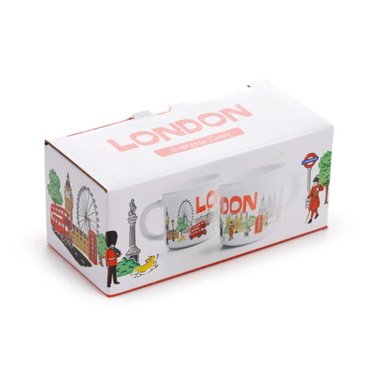 London Souvenir London Landmarks Set of 2 Porcelain Espresso Cups