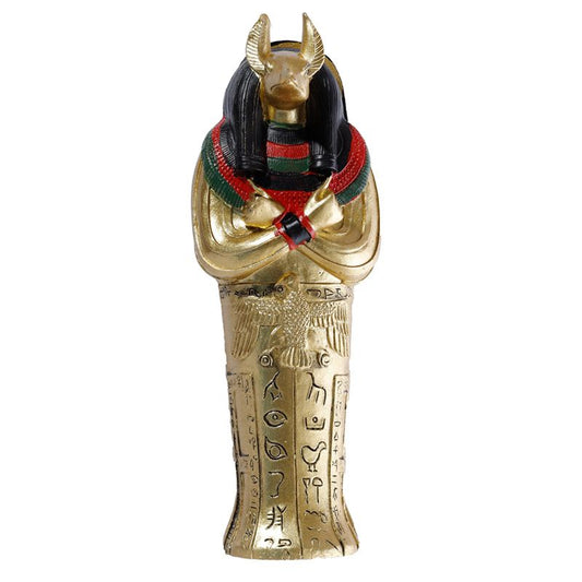Gold Resin Egyptian Anubis Trinket Box