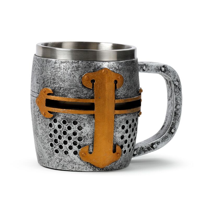 Medieval Knight Silver & Gold Helmet Tankard