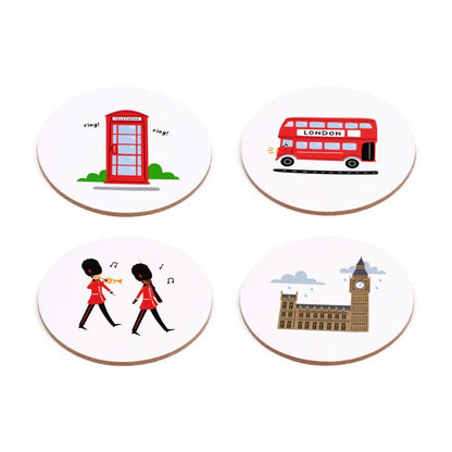 London Souvenir Set of 4 Cork Coasters