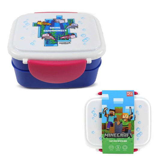 Minecraft Axolotl Clip Lock Stacked Bento Box + Cutlery