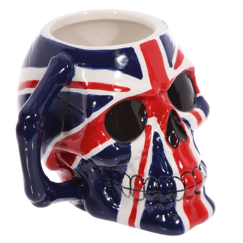 UK Flag Skull Head Ceramic Shaped Mug