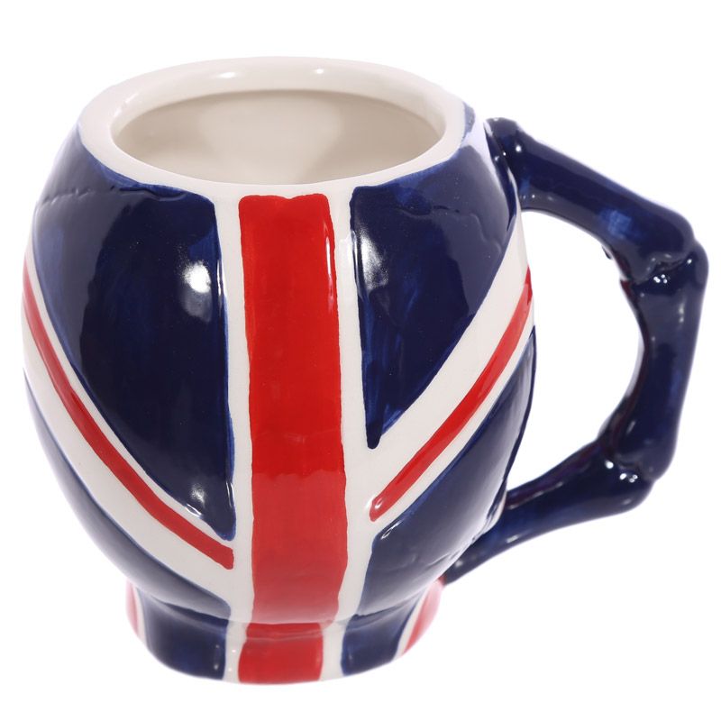 UK Flag Skull Head Ceramic Shaped Mug