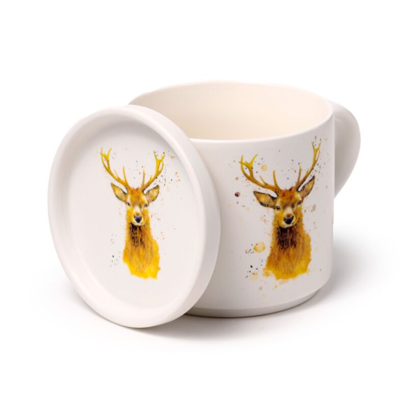 Jan Pashley Stag Porcelain Mug & Coaster Lid Set