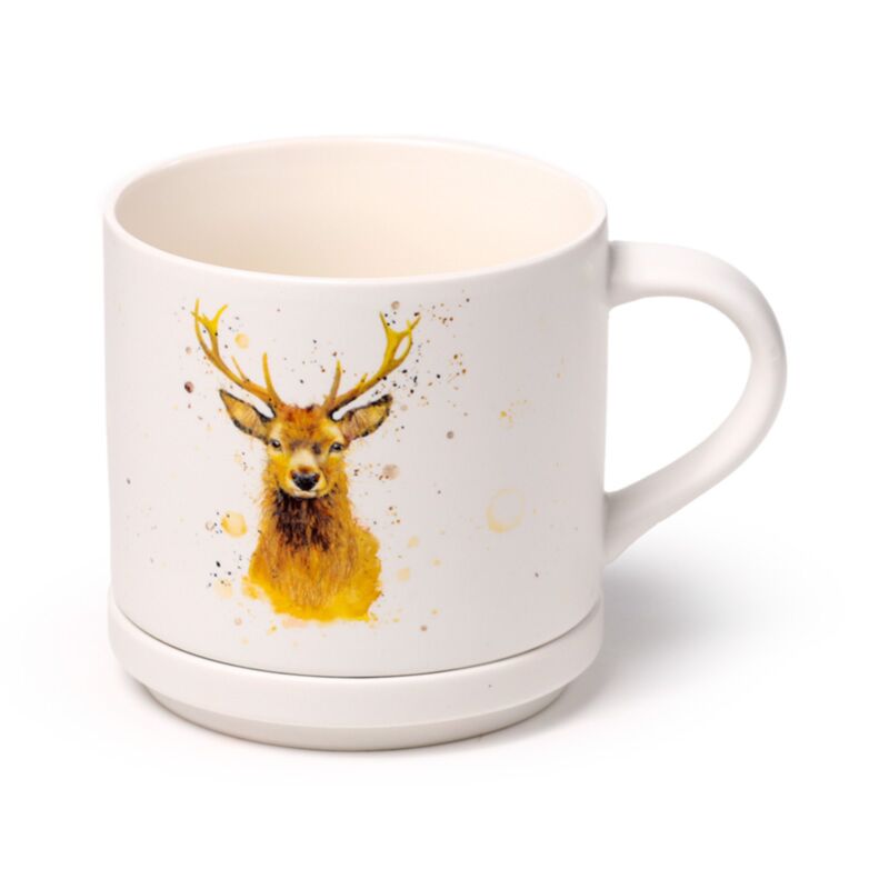Jan Pashley Stag Porcelain Mug & Coaster Lid Set