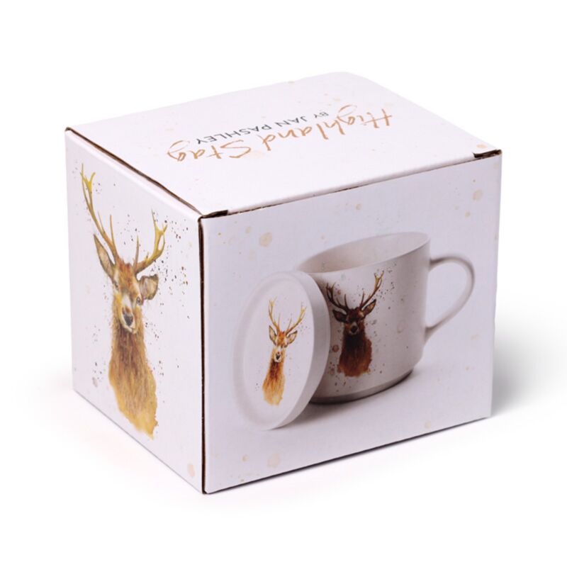Jan Pashley Stag Porcelain Mug & Coaster Lid Set