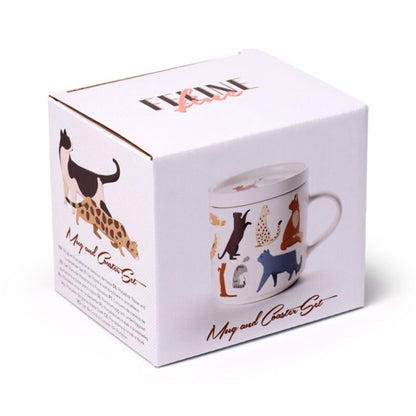 Feline Fine Cats (New) Porcelain Mug & Coaster Lid Set