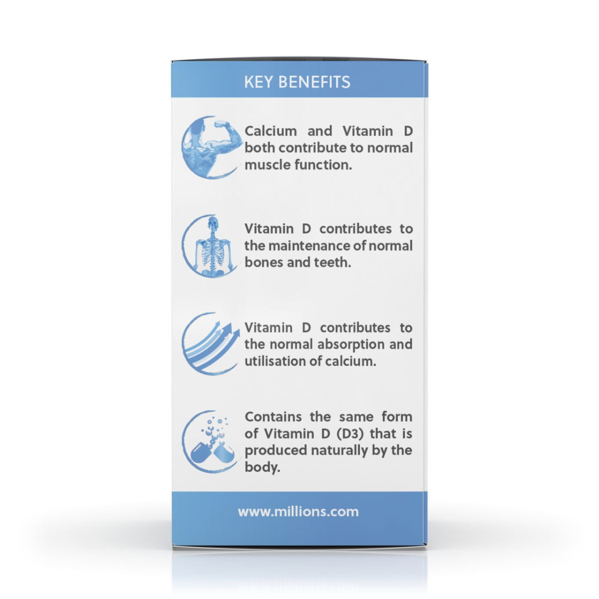 Millions & Millions - Calcium 400mg + Vitamin D3 200iu - 60 Tablets