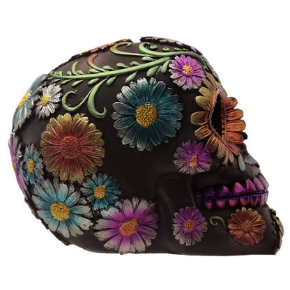 Metallic Day of the Dead Daisy & Flower Skull Decoration