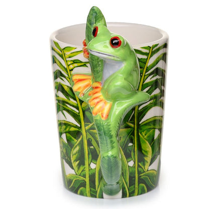Tree Frog Ceramic Shaped Handle Mug