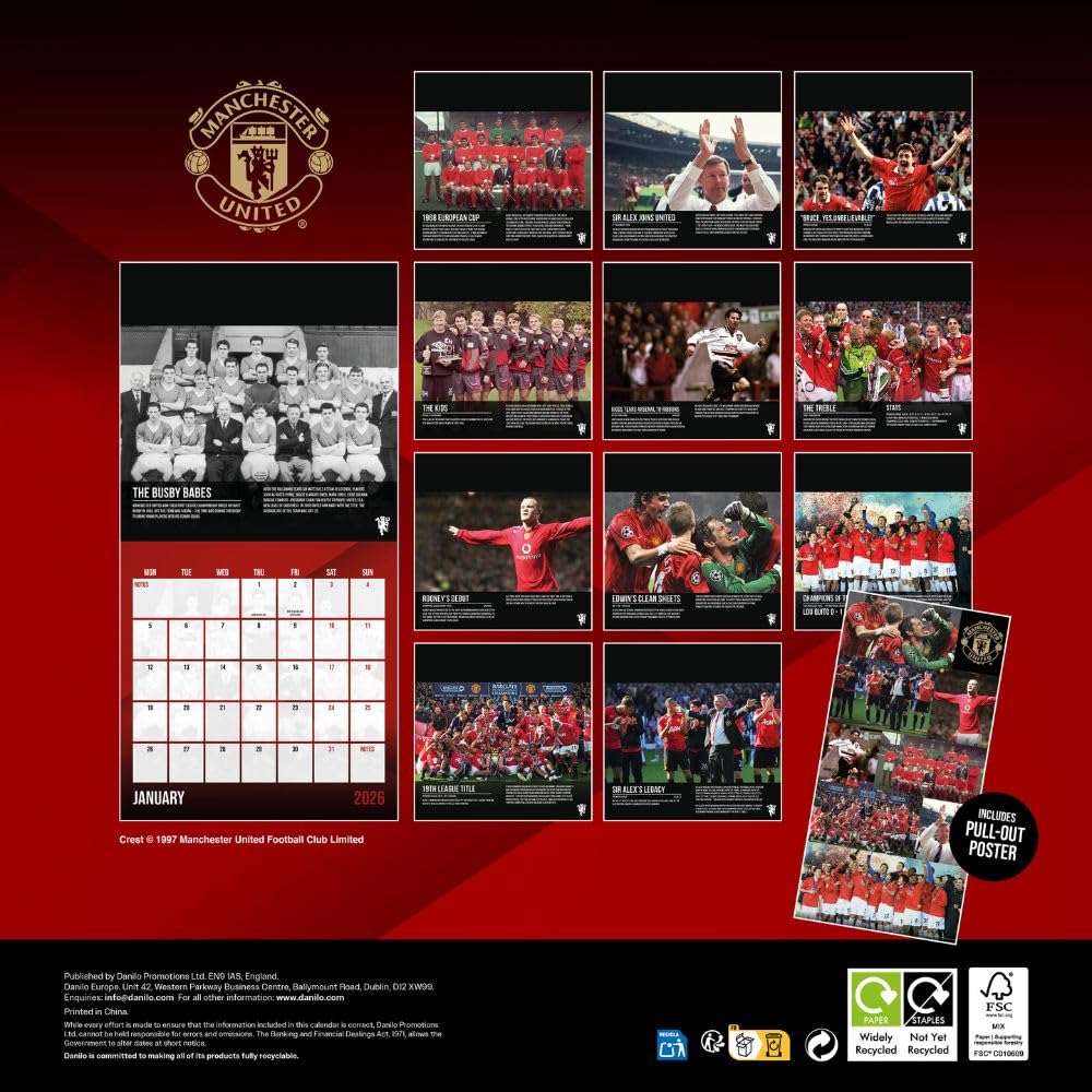 Manchester United FC Calendar & Diary Musical Gift Box 2026