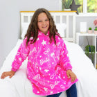 Hugzee Oversized Wearable Hooded Fleece | Super Warm and Cosy Sherpa Lined, Barbie Design | Perfect For Kids Aged 7-12 Years, One Size Suggested Height 75cm+