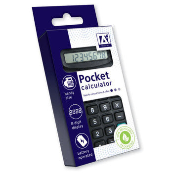 Just Stationery Battery Powered Pocket Calculator Black