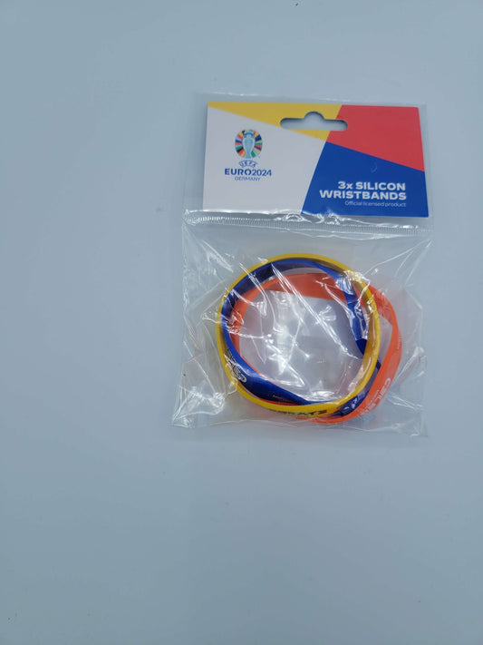 UEFA Euro 2024 3 x Silicone Wristbands Official Licensed