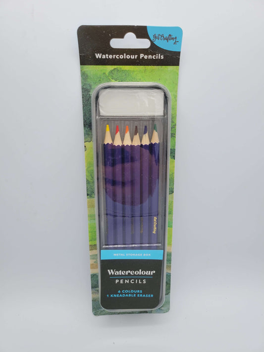 Get Crafting Watercolour Pencils 6 Pack with Metal Storage Box