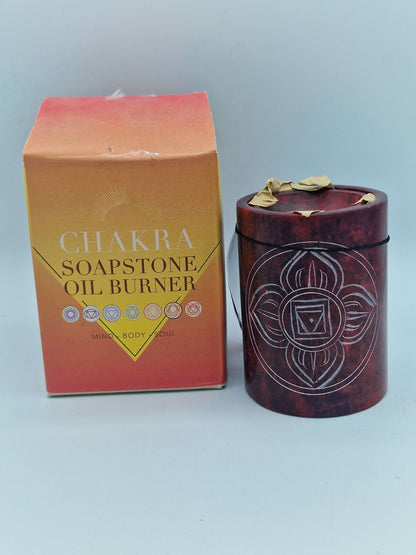 Deep Red Soapstone Carved Chakra Oil Burner